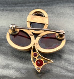 Antique 14K & Garnet Clover Brooch