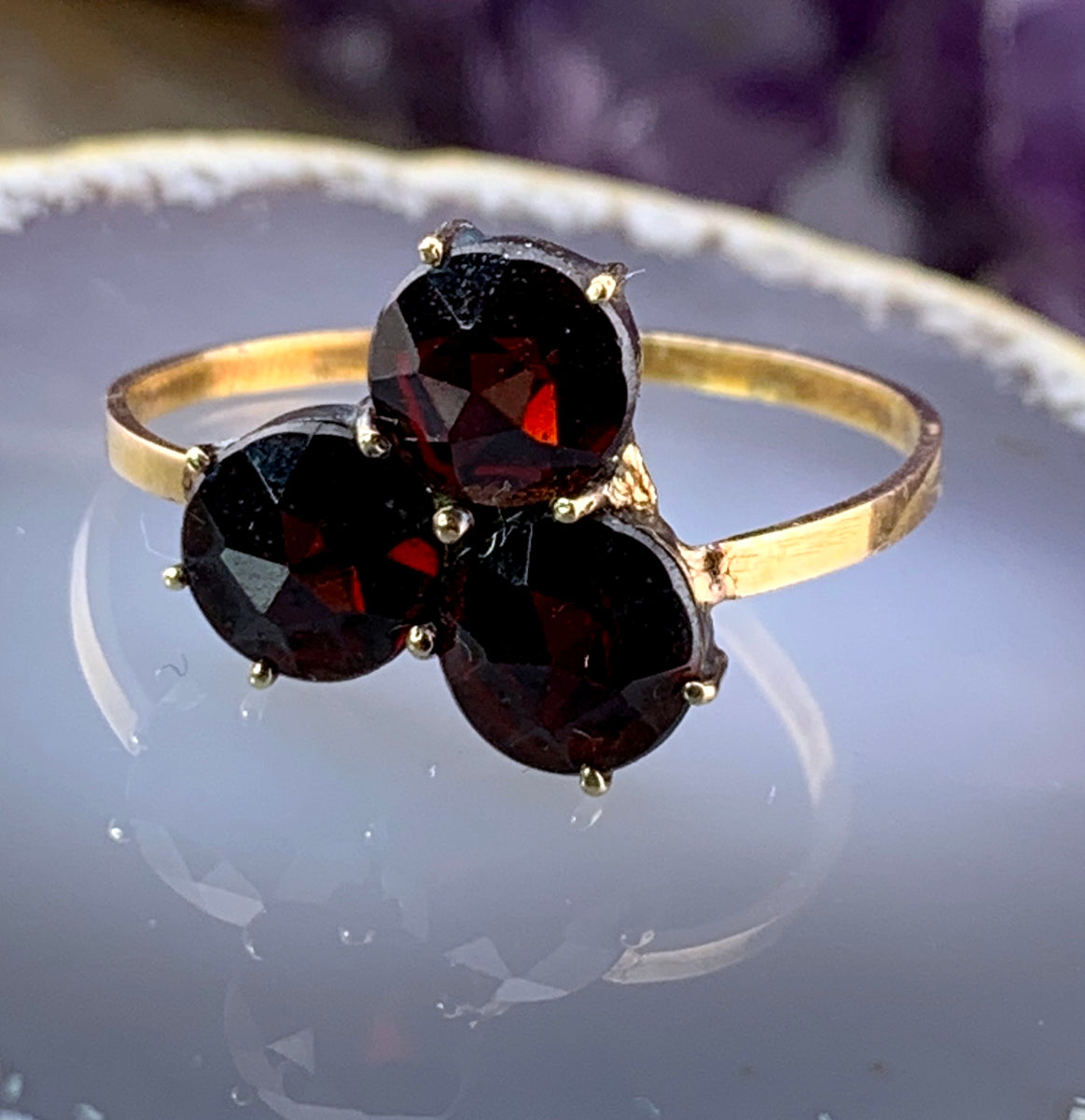 Antique 14K Bohemian Garnet Modified Clover Ring – The Koven