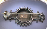 Antique English Sterling Silver/Gold Top Floral Heart Horseshoe Brooch