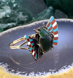 Antique 14K, Silver, Enamel & Preserved Scarab Conversion Ring
