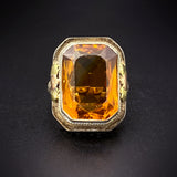 Art Deco 14K White, Yellow & Rose Gold Citrine Ring