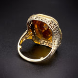 Art Deco 14K White, Yellow & Rose Gold Citrine Ring