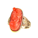 Antique Coral Cameo Conversion Ring