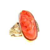 Antique Coral Cameo Conversion Ring