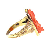 Antique Coral Cameo Conversion Ring