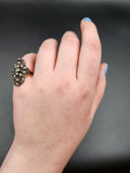 Antique Gothic Revival 18K, 14K, Silver & Diamond Conversion Ring