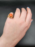 Estate 18K & Coral Cabochon Ring