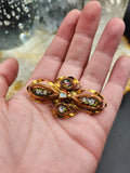 Antique 14K, Goldstone, Micromosaic Tiles, Opal & Enamel Ladybug Brooch
