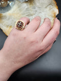 Antique 14K, Silver, Rose Cut Diamond & Carnelian Ring