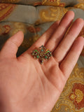 Antique Art Nouveau 9K, Silver, Emerald, Garnet & Enamel Brooch