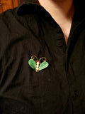Vintage 14K, Carved Jade, Pearl & Ruby Moth Insect Brooch/Pendant