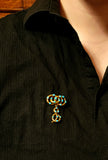 Antique 18K & Turquoise Serpentine Love Knot Brooch
