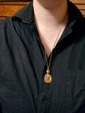 Antique 14K, Enamel & Red Stone Knights of Pythias Pendant/Fob