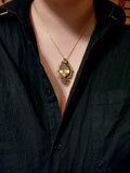Antique French 14K & Citrine Locket Back Brooch TLJ