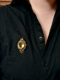 Antique French 14K & Citrine Locket Back Brooch TLJ