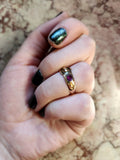 Antique English 9K & Ruby Buckle Ring