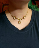 Victorian Revival 12K Gold-Filled Triple Cameo Necklace