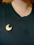 Antique English 9K Gold Crescent Moon Brooch