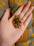 Antique French 18K & Jet Brooch