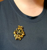 Antique French 18K & Jet Brooch