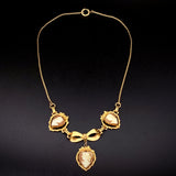 Victorian Revival 12K Gold-Filled Triple Cameo Necklace