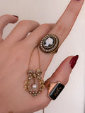 Antique 14K, Pearl & Carved Cameo Conversion Ring
