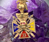 Antique 14K, Enamel & Red Stone Knights of Pythias Pendant/Fob