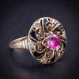 Antique Edwardian 10K, Ruby, Diamond & Enamel Ring