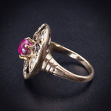Antique Edwardian 10K, Ruby, Diamond & Enamel Ring