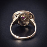 Antique Edwardian 10K, Ruby, Diamond & Enamel Ring