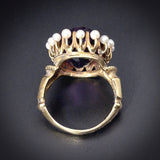 Antique 14K, Amethyst & Seed Pearl Conversion Ring