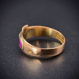 Antique English 9K & Ruby Buckle Ring