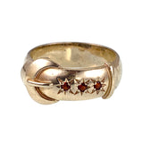 Estate 15K & Ruby Buckle Ring