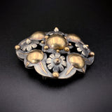 Large Silver & 18K Gold Brooch