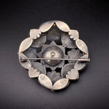 Large Silver & 18K Gold Brooch
