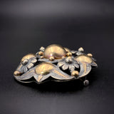 Large Silver & 18K Gold Brooch