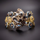 Antique 14K, Pinchbeck Garnet & Enamel Conversion Bracelet