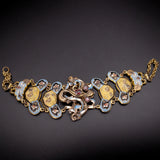 Antique 14K, Pinchbeck Garnet & Enamel Conversion Bracelet