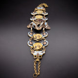 Antique 14K, Pinchbeck Garnet & Enamel Conversion Bracelet