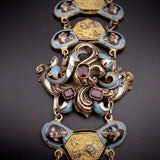 Antique 14K, Pinchbeck Garnet & Enamel Conversion Bracelet