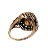 Antique 14K, Diamond & Blue Enamel Bombe Dome Ring