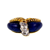 Vintage 18K, Lapis & Diamond Ring