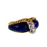 Vintage 18K, Lapis & Diamond Ring