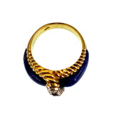 Vintage 18K, Lapis & Diamond Ring