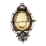 Antique French 14K & Citrine Locket Back Brooch TLJ