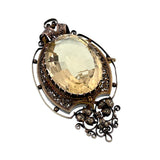Antique French 14K & Citrine Locket Back Brooch TLJ