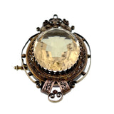 Antique French 14K & Citrine Locket Back Brooch TLJ