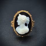 Antique 14K & Carved Hardstone Cameo Conversion Ring