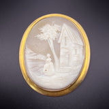 Antique 10K & Carved Shell Cameo Brooch