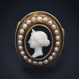 Antique 14K, Pearl & Carved Cameo Conversion Ring